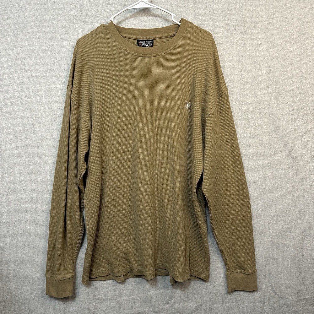 Southpole Waffle Knit Thermal Men's XL Pullover Long Sleeve Brown Shirt Y2K